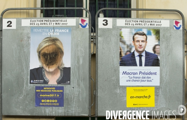 Les affiches officielles des candidats à l élection présidentielle de 2017 sont rapidement taguées et détournées.