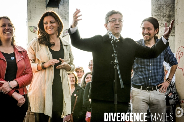 Apero Insoumis avec JL Melenchon a Belleville