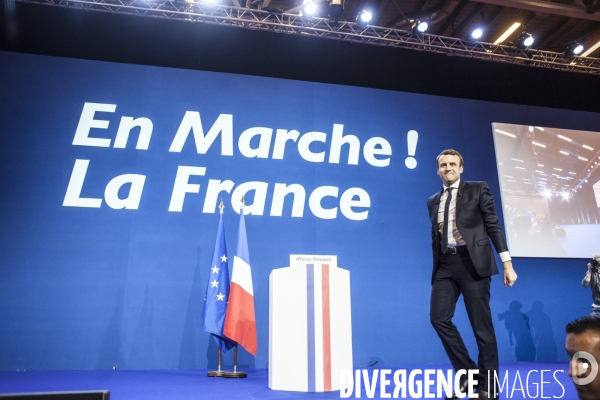 Emmanuel Macron - Soirée électorale du 1 er tour à la Porte de Versailles.