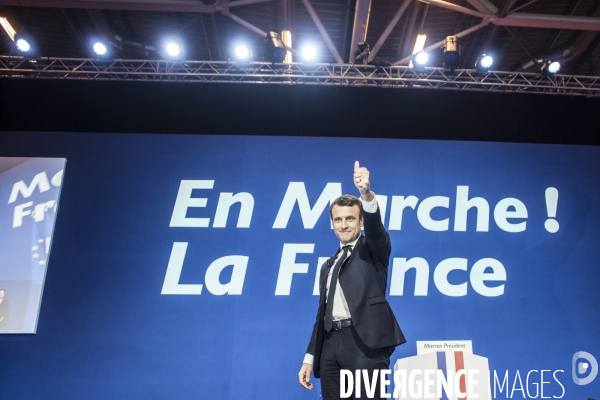 Emmanuel Macron - Soirée électorale du 1 er tour à la Porte de Versailles.