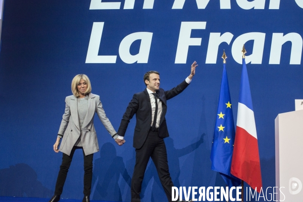 Emmanuel Macron - Soirée électorale du 1 er tour à la Porte de Versailles.