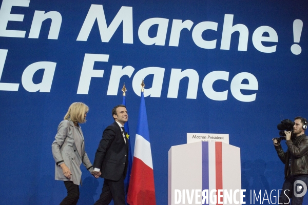 Emmanuel Macron - Soirée électorale du 1 er tour à la Porte de Versailles.
