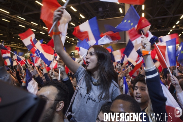 Emmanuel Macron - Soirée électorale du 1 er tour à la Porte de Versailles.