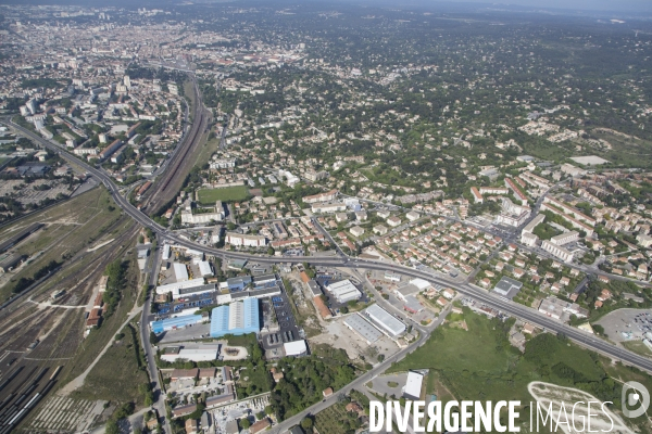 Vue aérienne de Nîmes