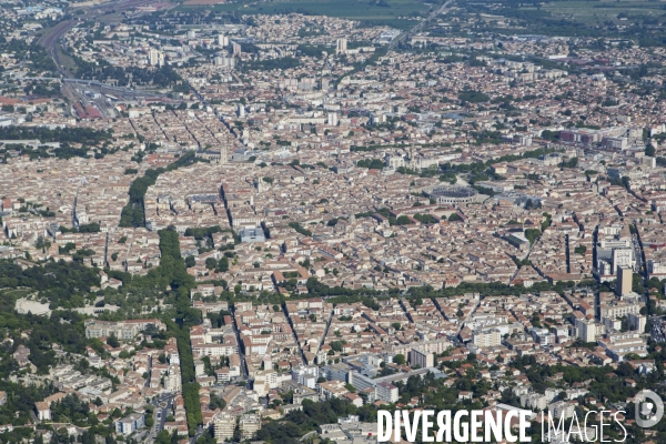 Vue aérienne de Nîmes