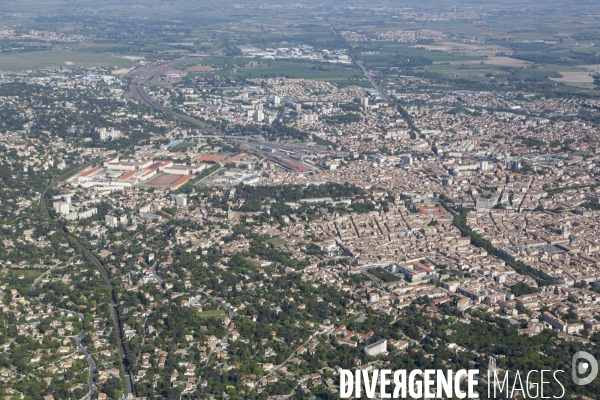 Vue aérienne de Nîmes