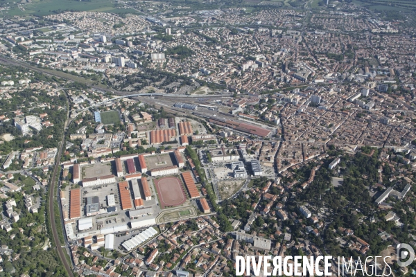 Vue aérienne de Nîmes