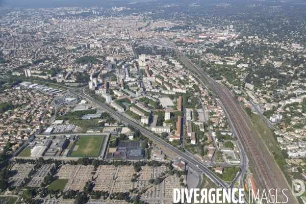 Vue aérienne de Nîmes