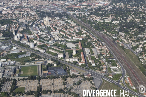 Vue aérienne de Nîmes