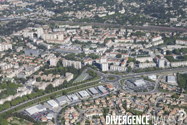 Vue aérienne de Nîmes