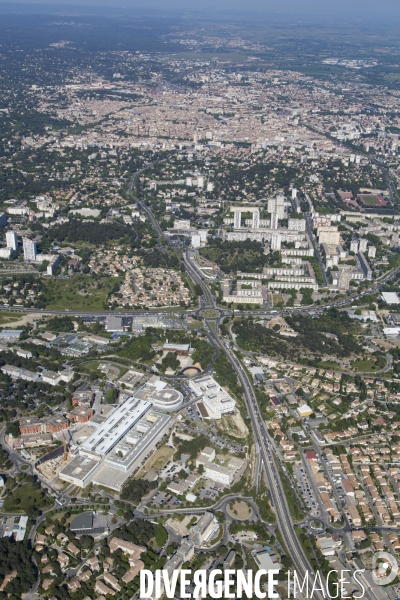 Vue aérienne de Nîmes