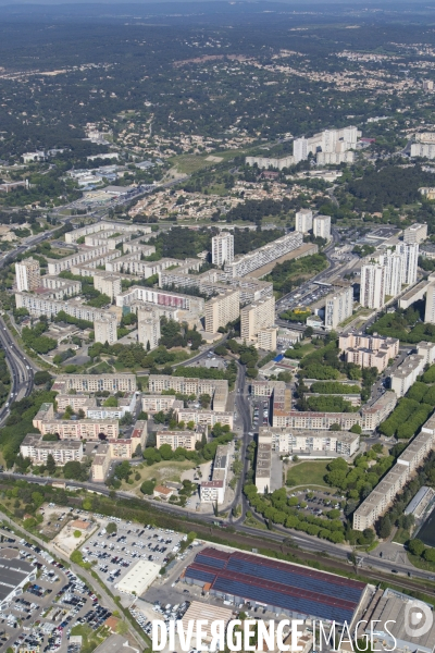 Vue aérienne de Nîmes