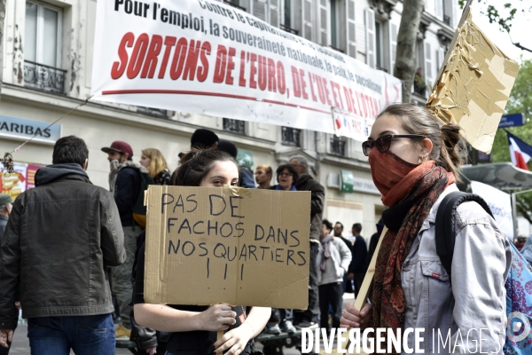 1er mai à Paris. Mobilisation contre le Front National.