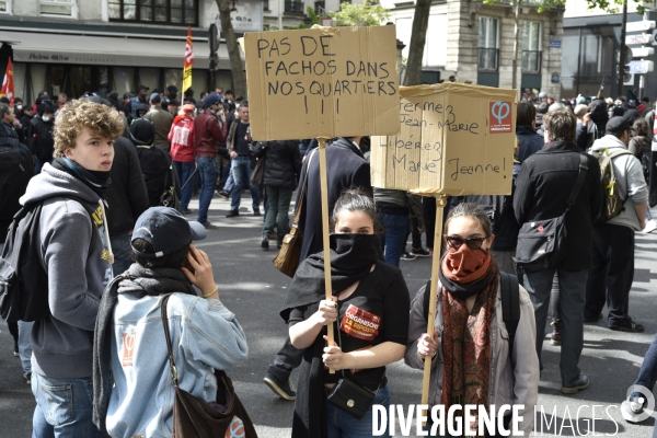 1er mai à Paris. Mobilisation contre le Front National.