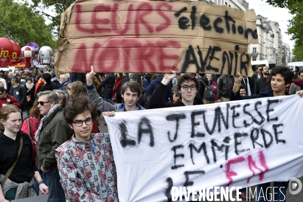 1er mai à Paris. Mobilisation contre le Front National.