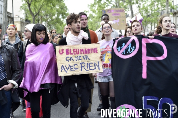 1er mai à Paris. Mobilisation contre le Front National.