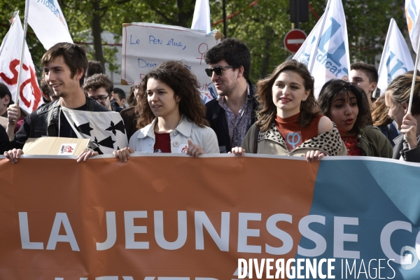 1er mai à Paris. Mobilisation contre le Front National.