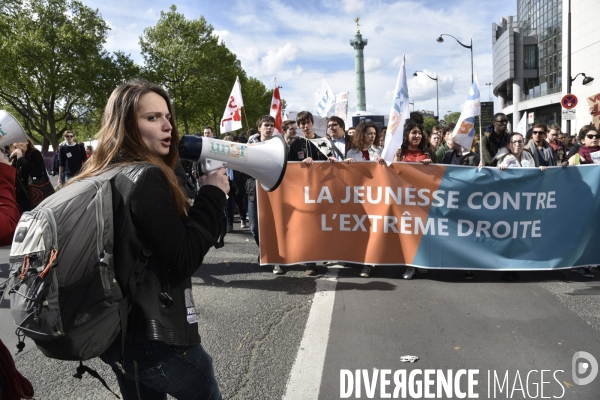 1er mai à Paris. Mobilisation contre le Front National.