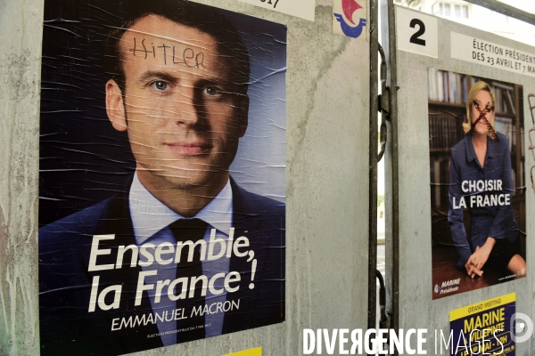 Affiches des Candidats Présidentiels France 2017 Presidential Election Campaign Posters Paris 2017. French presidential Campaign Posters 2017 candidates .