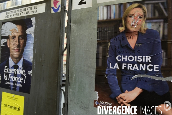 Affiches des Candidats Présidentiels France 2017 Presidential Election Campaign Posters Paris 2017. French presidential Campaign Posters 2017 candidates .