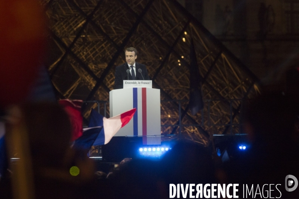 Emmanuel Macron élu président de la République - Rassemblement Carrousel  du Louvre - 7 Mai 2017