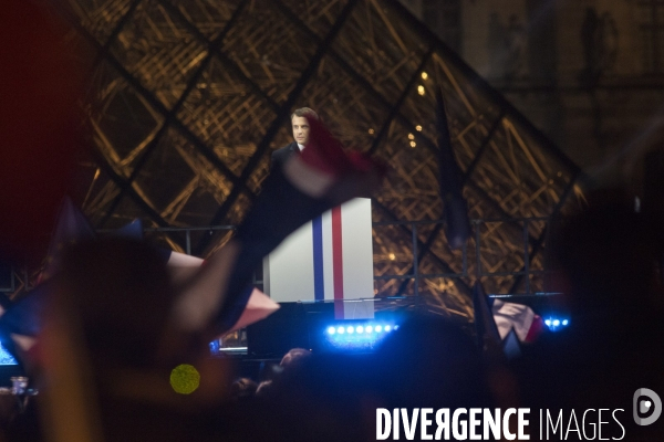 Emmanuel Macron élu président de la République - Rassemblement Carrousel  du Louvre - 7 Mai 2017