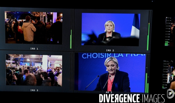 Soirée electorale du second tour de la presidentielle de Marine Le Pen