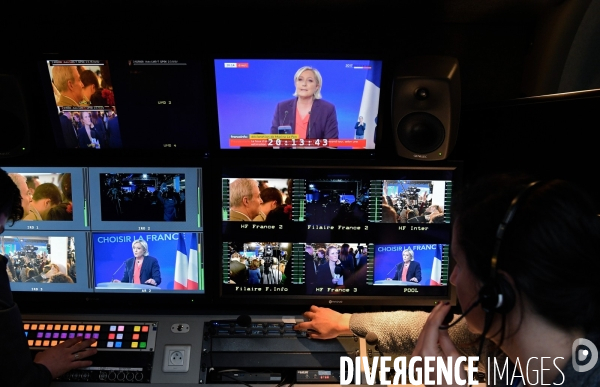 Soirée electorale du second tour de la presidentielle de Marine Le Pen
