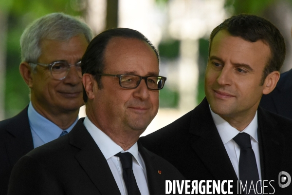 Emmanuel Macron et François Hollande assistent au XIIème journée des mémoires de la traite de l esclavage