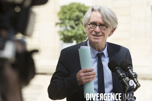 Consultations à l Elysée entre le président de la république Emmanuel MACRON et les syndicats.