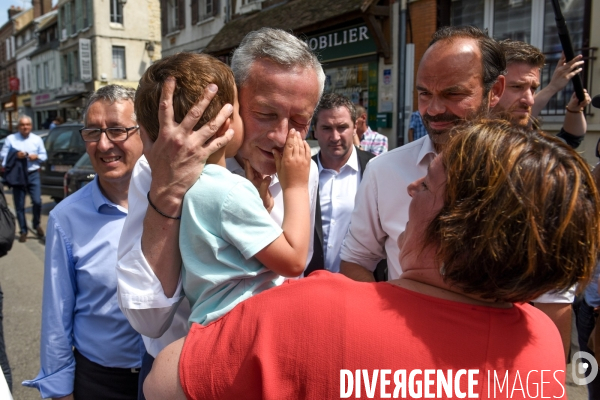 Edouard Philippe, accompagne Bruno Le Maire candidat en campagne pour les élections législatives