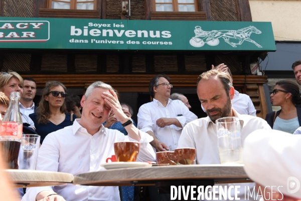 Edouard Philippe, accompagne Bruno Le Maire candidat en campagne pour les élections législatives