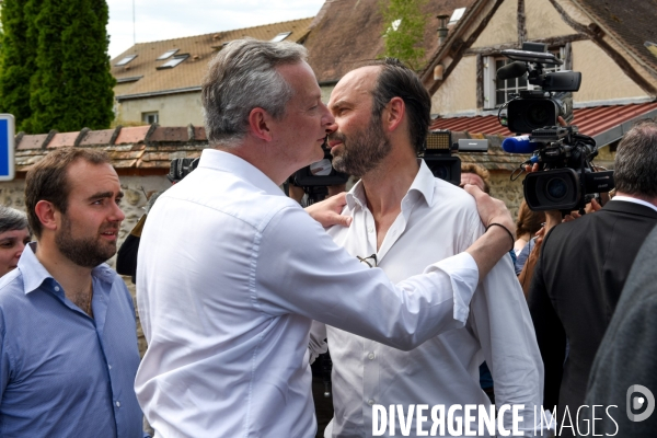 Edouard Philippe, accompagne Bruno Le Maire candidat en campagne pour les élections législatives
