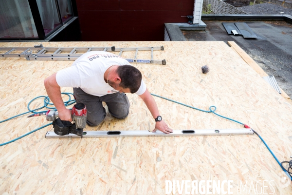 Chantier d une extension à ossature bois