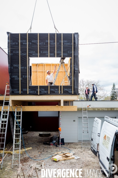 Chantier d une extension à ossature bois