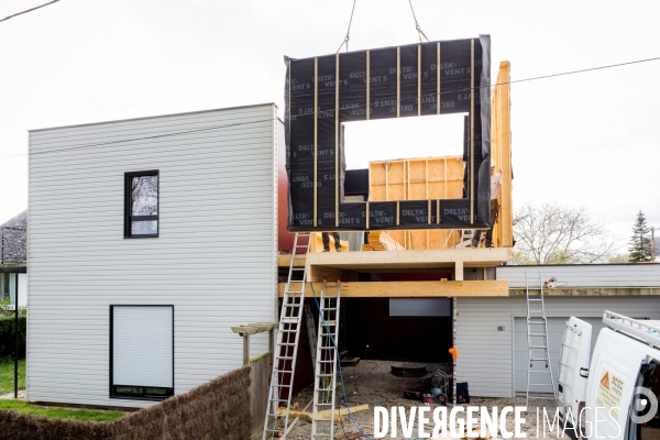 Chantier d une extension à ossature bois