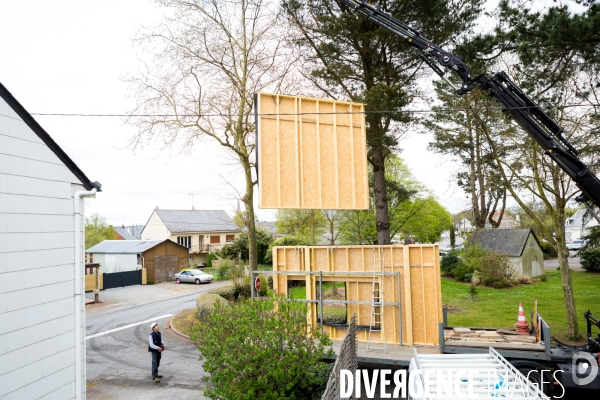 Chantier d une extension à ossature bois