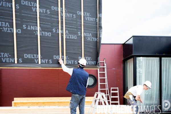 Chantier d une extension à ossature bois