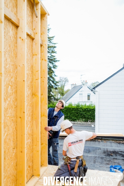 Chantier d une extension à ossature bois