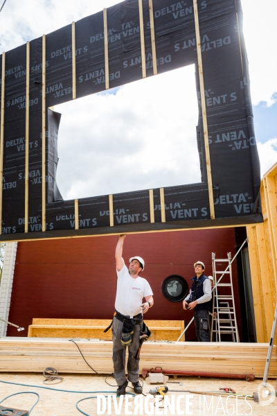 Chantier d une extension à ossature bois