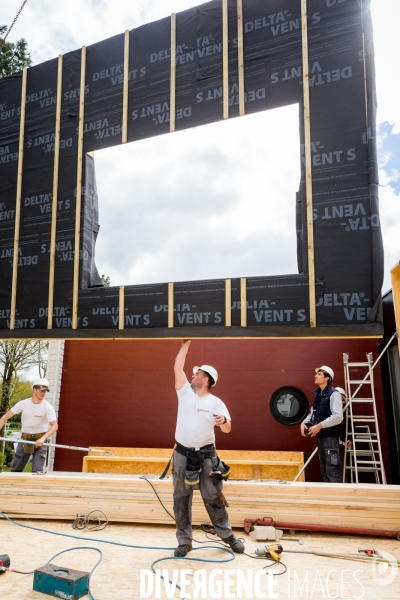 Chantier d une extension à ossature bois