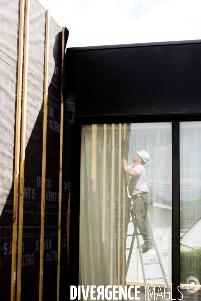 Chantier d une extension à ossature bois