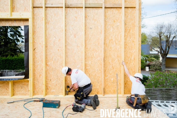 Chantier d une extension à ossature bois