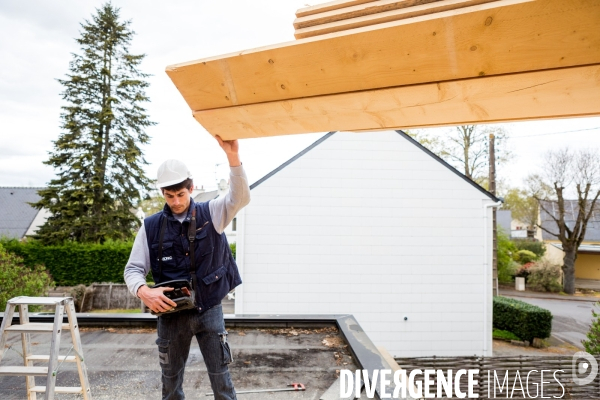 Chantier d une extension à ossature bois