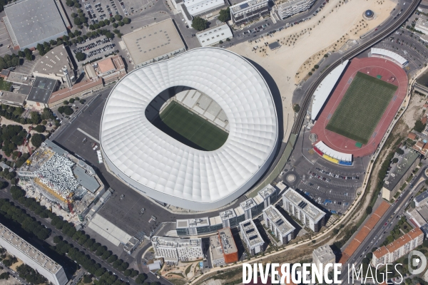 Vue aérienne du stade Orange Vélodrome de Marseille