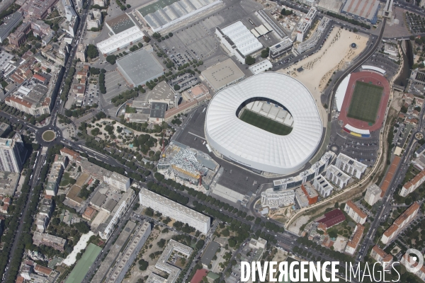 Vue aérienne du stade Orange Vélodrome de Marseille