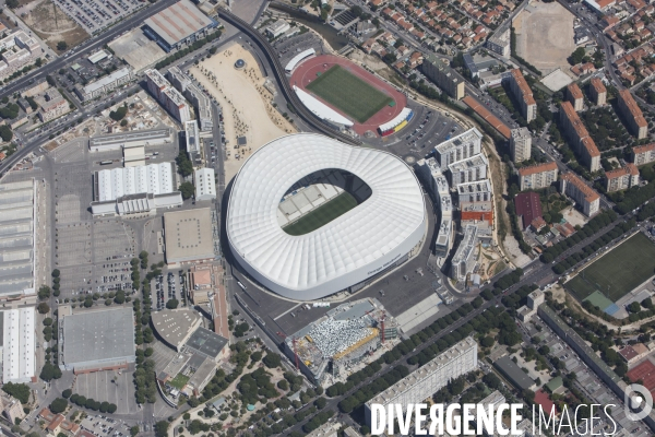 Vue aérienne du stade Orange Vélodrome de Marseille