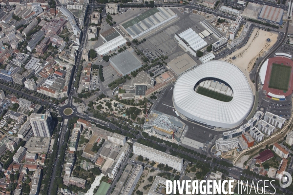 Vue aérienne du stade Orange Vélodrome de Marseille