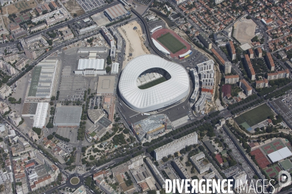 Vue aérienne du stade Orange Vélodrome de Marseille