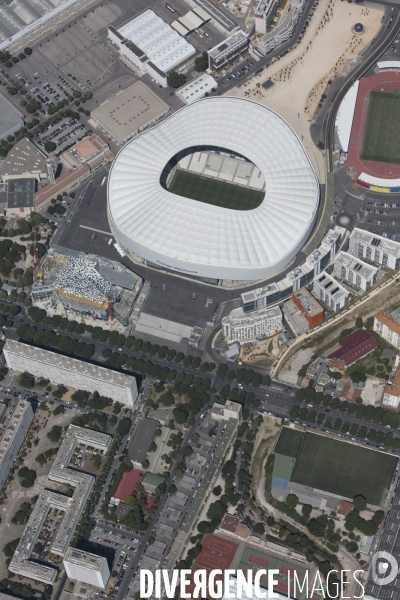 Vue aérienne du stade Orange Vélodrome de Marseille